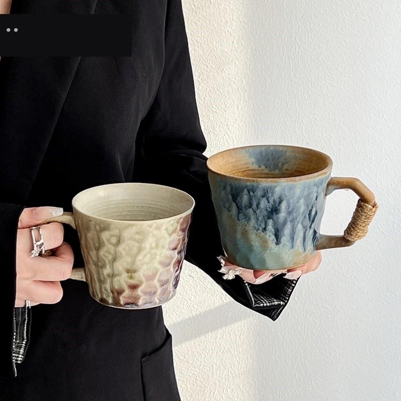 窑变马克杯家用创意陶瓷喝水杯子办公室设计感小众粗陶情侣咖啡杯