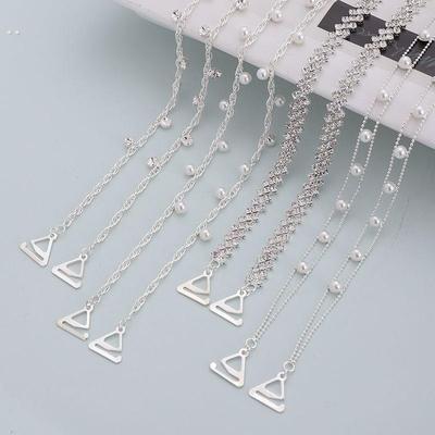 夏天透明防滑隐形内衣水钻肩带可外露替换文胸罩肩带子珍珠炼条配