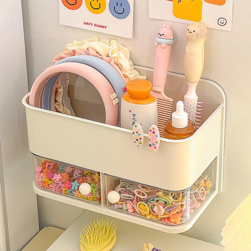 儿童发饰收纳盒壁挂式大容量装发夹发圈发箍神器多功能梳子置物架