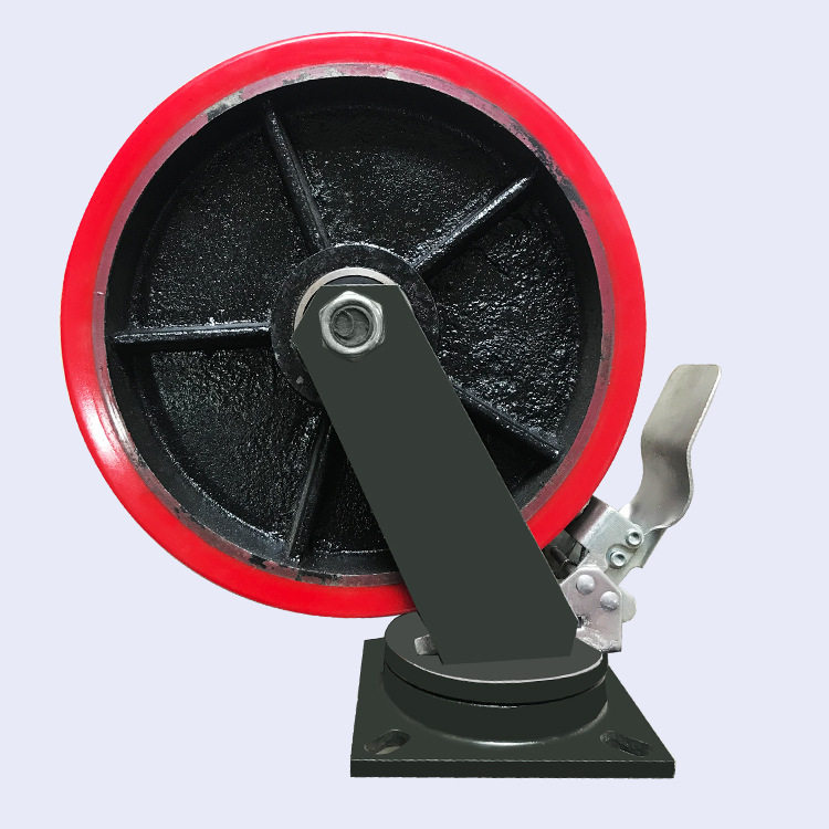 聚氨酯重型万向脚轮工业脚轮除音材质加厚钢制底板承载重力强