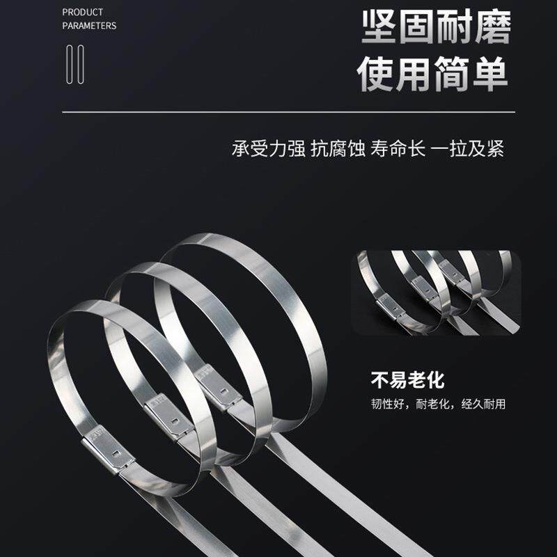 船用电气304金属不锈钢金属自锁扎带捆绑外抱箍束带耐高温