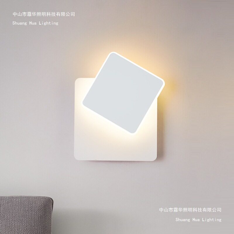 LED客厅壁灯方形灯具卧室床头圆网红灯具创意个性可旋转简约现代