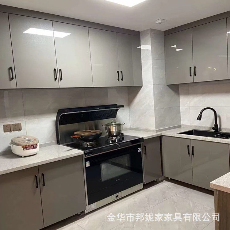 金华定制厨房整体橱柜 现代简约多层烤漆柜门 全屋定制工厂直供