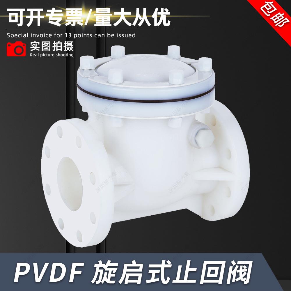 聚偏二氟乙烯PVDF止回阀法兰旋启卧式水平安装翻板逆止阀单向阀