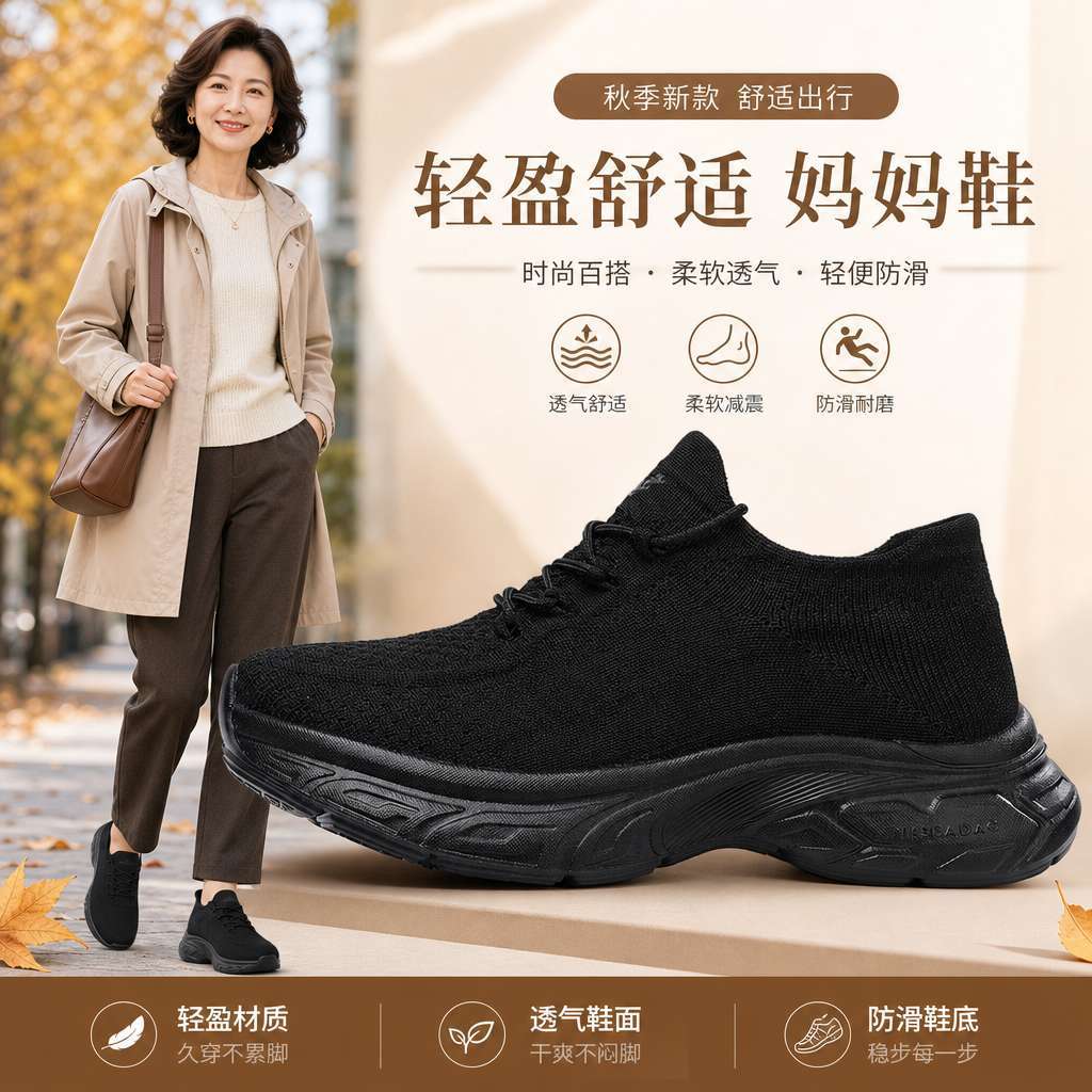 牛霸道秋季新款妈妈广场舞鞋防滑
