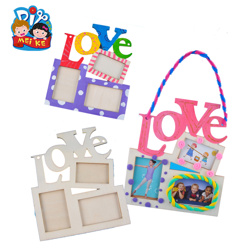 母亲节手工diyLOVE相框幼儿涂色创意挂件相框制作材料送妈妈