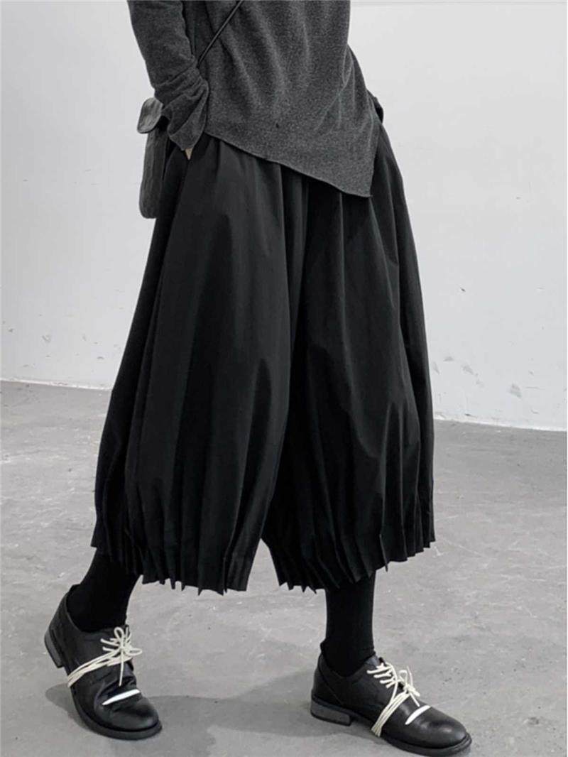 设计感小众山本耀司加绒阔腿裤女秋冬九分裤高腰百褶灯笼裤花苞裤