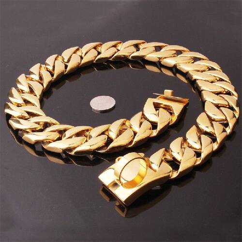 极速Gold Cuban Chain Pet Collar Bully ILarge Dog Collar Leas