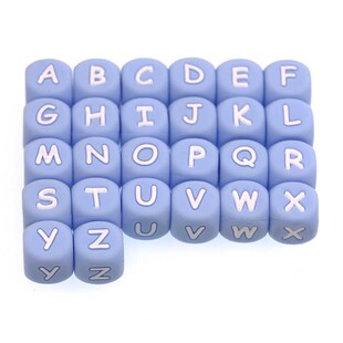 极速10Pc Blue Silicone sAlphabet Letter Beads Baby Teething