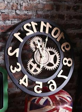 极速vintage industrial styel gear clock wall dQecoration pub
