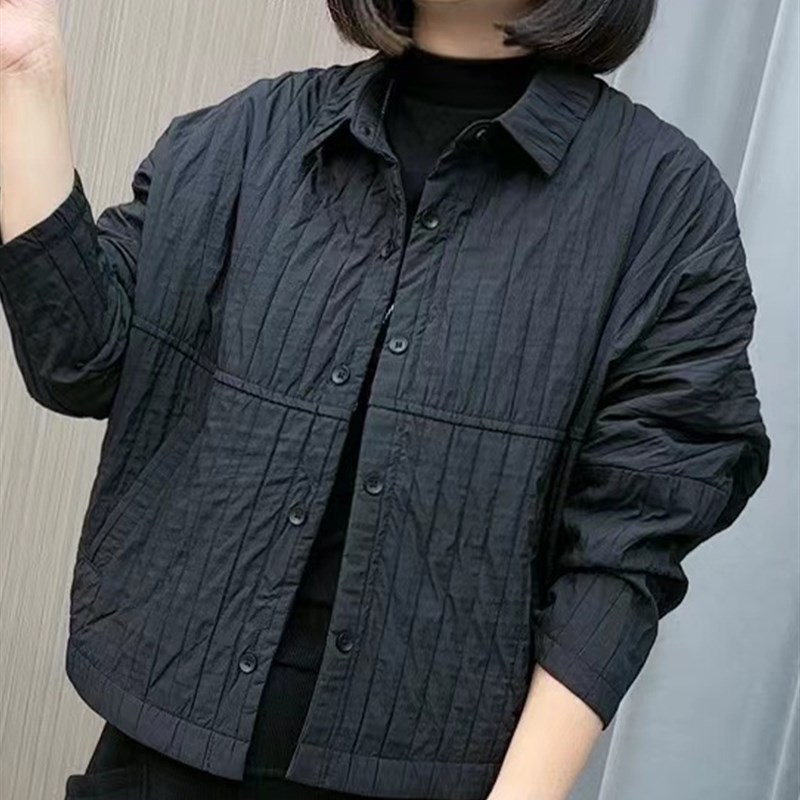 极速外套女春秋翻领中年妈妈百A搭衬衣X时尚妈妈装单排扣纯色短款