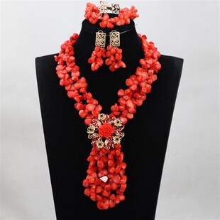极速Luxury Green Nigerian Coral Beads JeweMlry Sets Full Cor