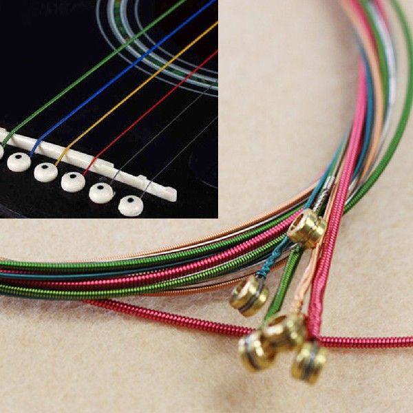 极速Hot ! Rainbow Colorful Guitar StringKs E-A 1 Set 4/5/6Pc