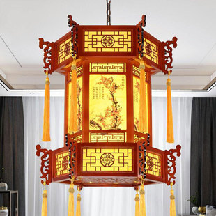 中式仿古宫灯客厅大堂茶楼酒楼博物馆寺院庙宇装饰全实木灯具吊灯