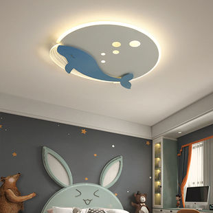 卡通海豚吸顶灯男孩可爱卡通儿童房卧室灯LED护眼鲸鱼宝宝房间灯