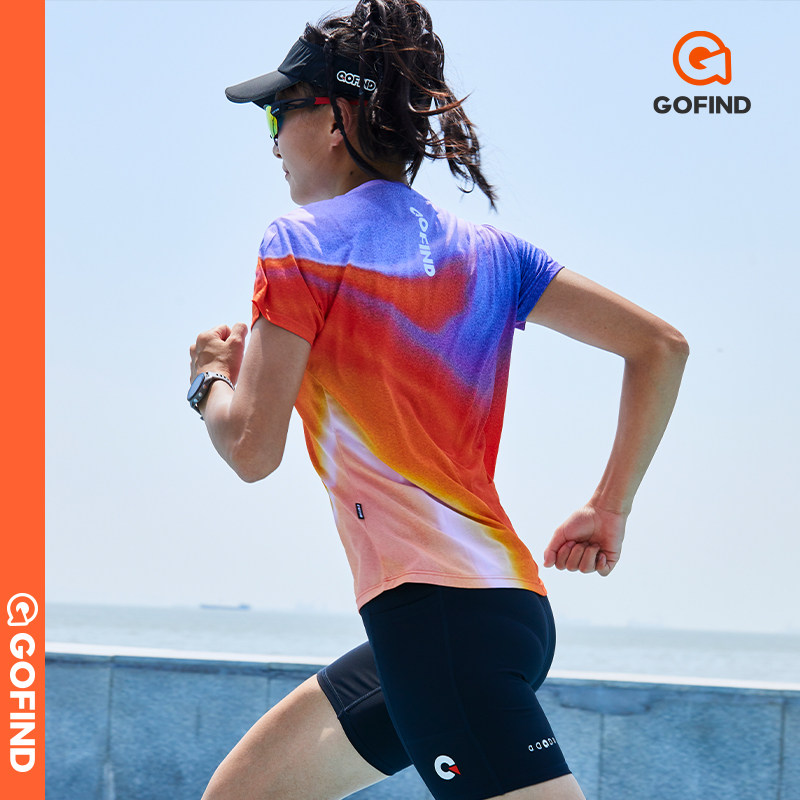 新品果凡轻薄透气速干运动上衣男女款炫彩体考马拉松跑步短袖T恤