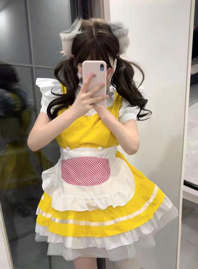 「WANY」洛丽塔小鸡黄女仆装软妹服可爱日系围裙COS二次元OP短裙