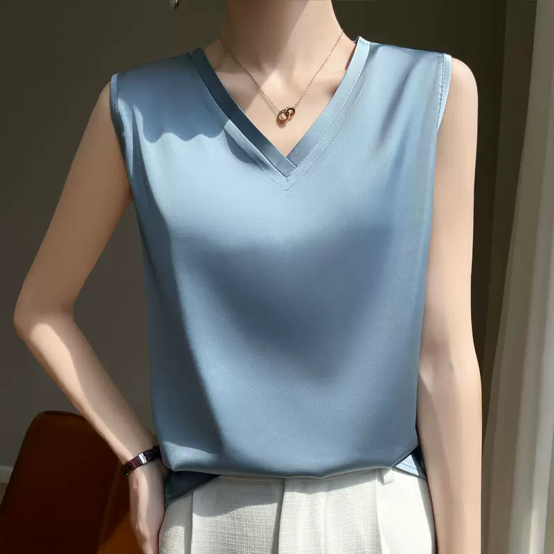 牧都兰 缎面真丝吊带背心女内搭西装黑白色打底缎面桑蚕丝夏季_牧绒世家直销店_女装/女士精品-第4张图片-提都小院
