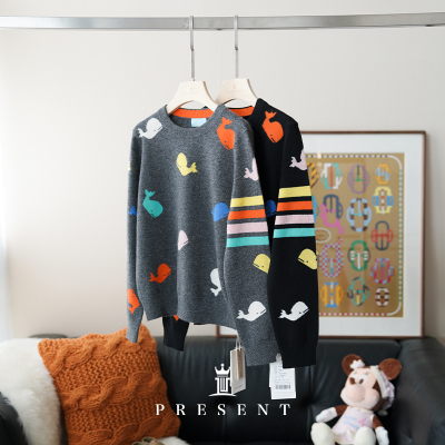 JCLP休闲TB卡通圆领100%山羊绒