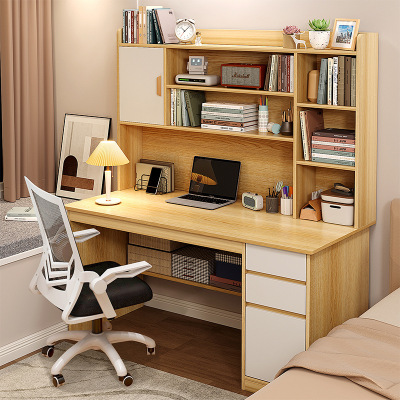 书桌书架一体电脑桌简约家用学生学习桌初中生写字桌子桌椅组合