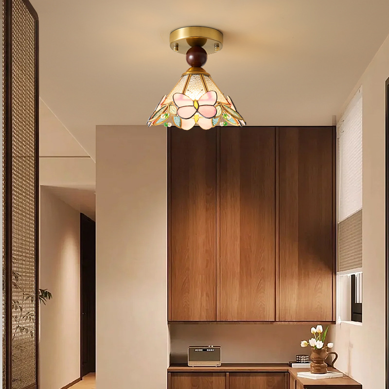 美式复古过道玄关灯法式浪漫中古阳台走廊吸顶灯设计师款蝴蝶灯具