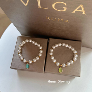 宠物淡彩水滴宝石项链猫咪项圈狗狗颈链珍珠气质装饰品小猫比熊