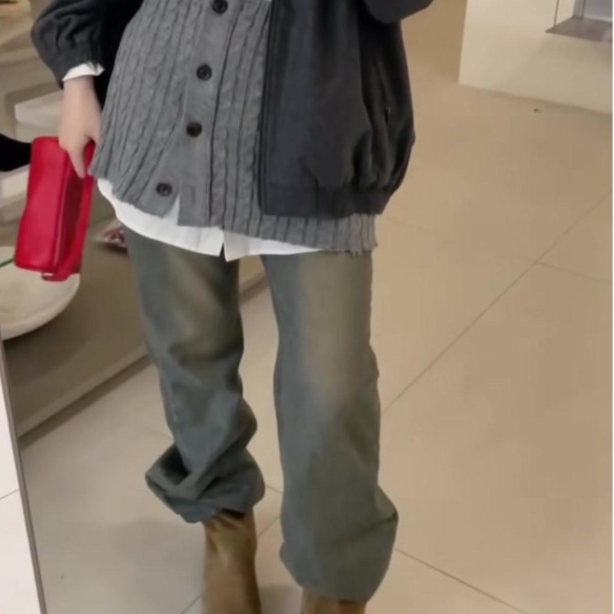 设计感灰色针织毛线裙帘