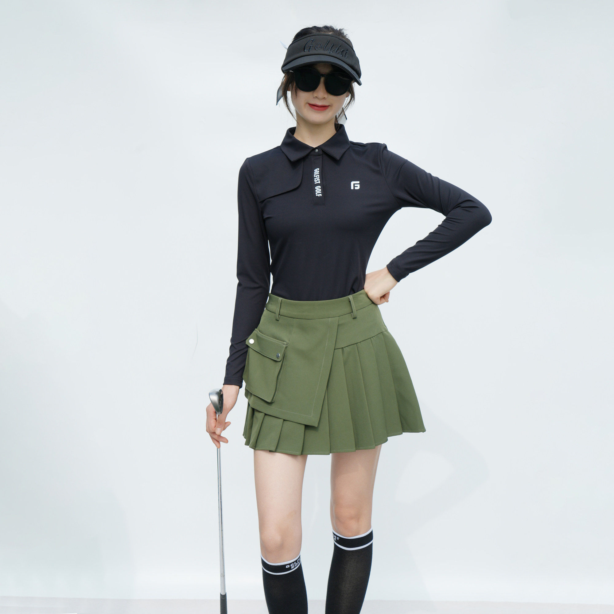 春秋季高尔夫网球服装女士衣服裙子长袖女golf女装短裙上衣女套装