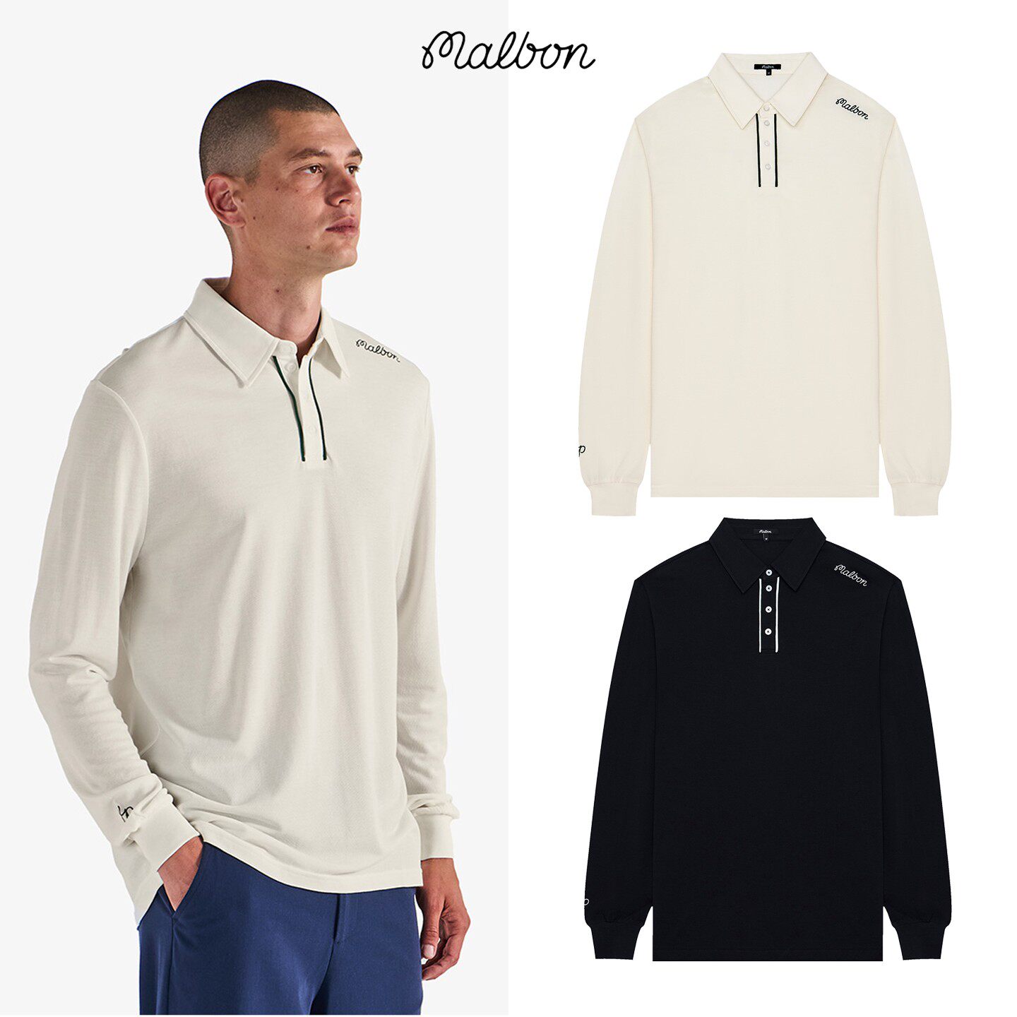 25秋冬季韩国MALBON高尔夫服装男款长袖POLO运动休闲宽松透气卫衣