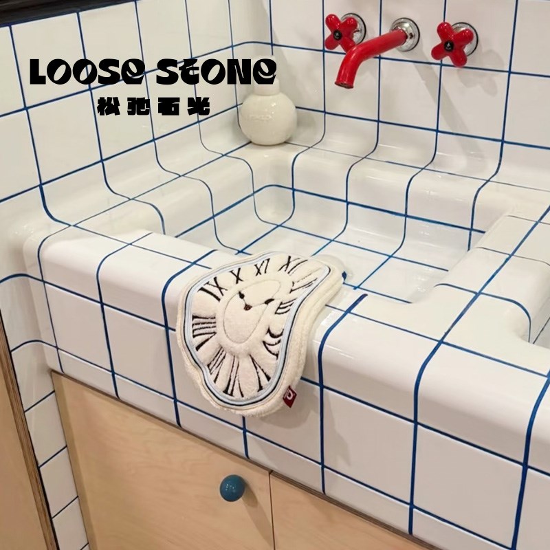 可爱儿童擦手巾设计感趣味时钟毛巾浴室卫生间抹布挂Y式防臭手帕