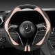 双色配皮革汽车方向盘套耐磨透气打孔皮把套四季 通用D型方向盘套