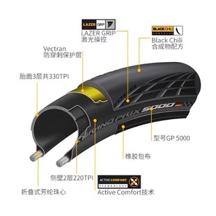 马牌公路车外胎Grand prix GP5000自行车折叠防刺轮胎开口真空胎
