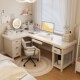 实木转角书桌白色奶油风电脑桌子l型7拐角女孩卧室书房双人长条桌