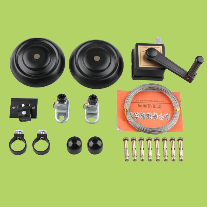 单杆黑色晾衣架手摇升降晾衣架晒衣杆阳台自动升降晾衣架晒被架