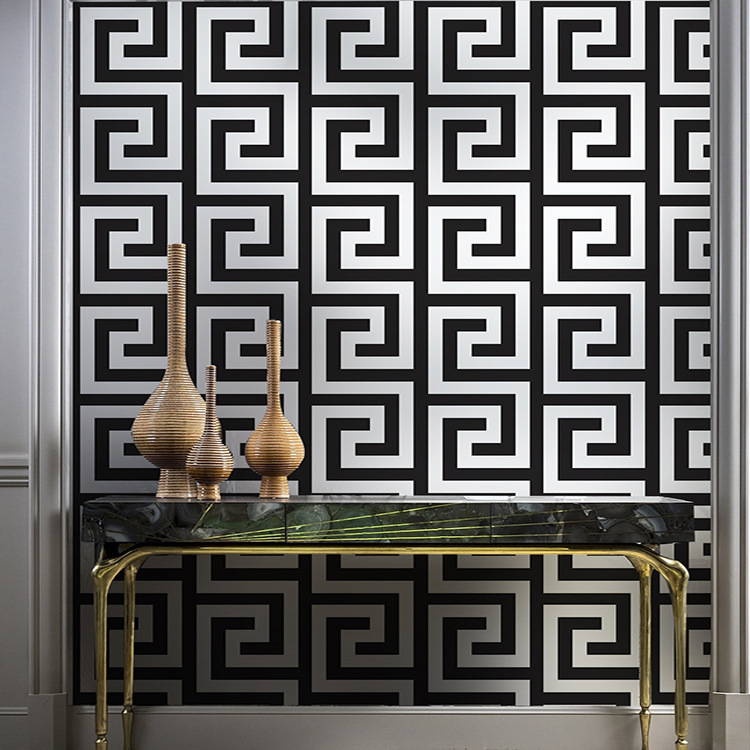 外贸热销回形新中式壁纸古典书房电视背景墙中国风墙纸3DPVC防水