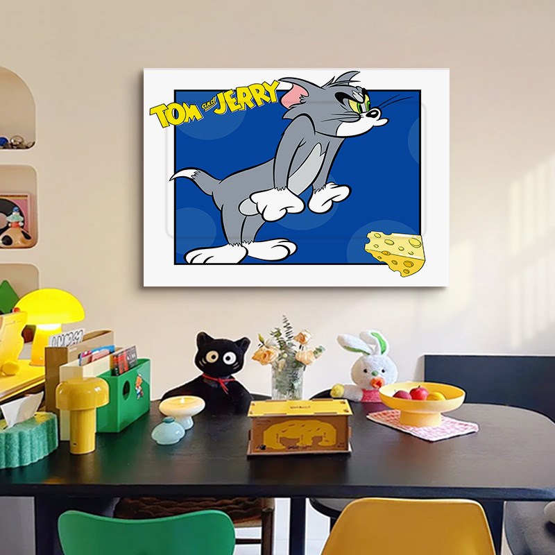 猫和老鼠电表箱装饰画自粘配电箱遮挡挂画K墙面遮丑魔术贴纸免打图片