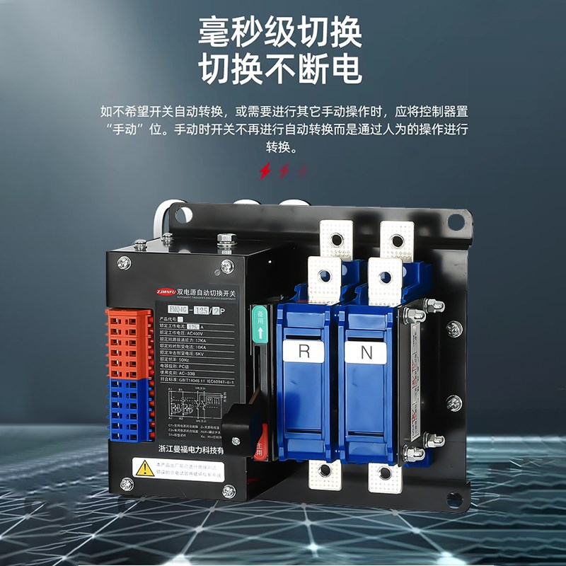 双电源自动转换开关FMQ4G-100A大功率2P双相切换开关PC级转换器