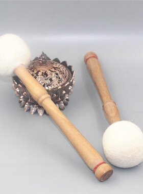尼泊尔手工颂钵锤佛音碗敲棒羊毛毡锤音钵棒颂钵音疗钵配件槌摆件