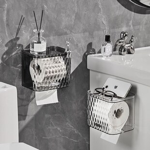 吸盘抽纸卷纸通用纸巾盒壁挂式免打孔置物架卫生间厕所面巾抽纸盒