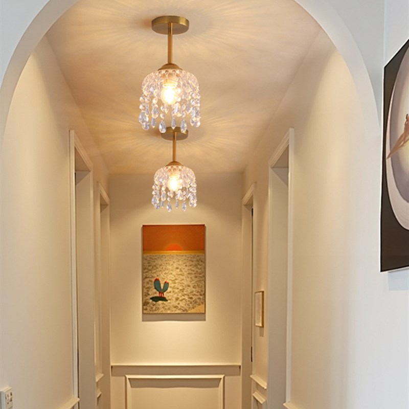 过道灯走廊灯现代极简主s义楼梯入口阳台灯法式吊顶水晶灯小吊灯
