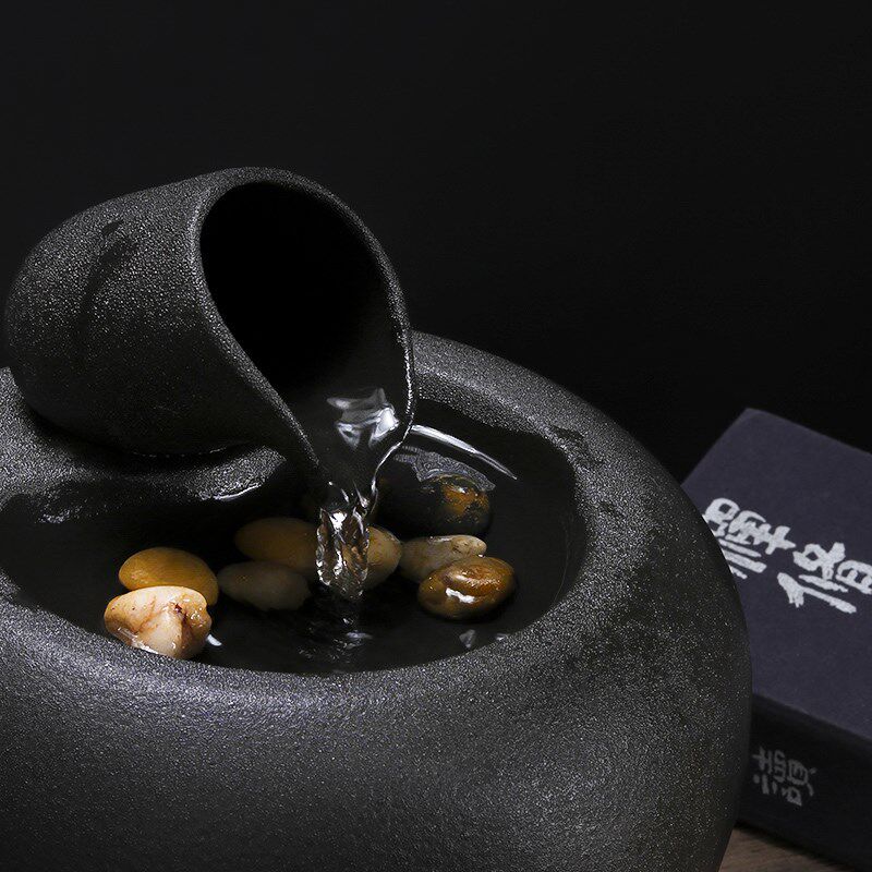 家居招财循环流水器陶瓷办公室客厅电视柜桌面简约喷泉装饰小摆件