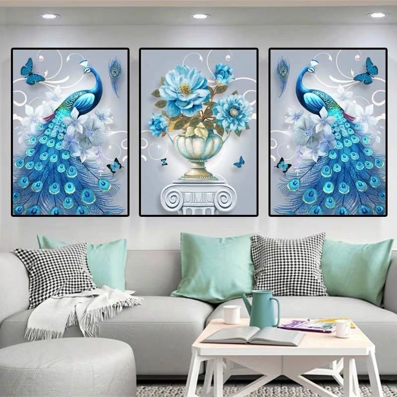 钻石画三联画发财鹿满钻点钻2024新款十字绣客厅钻石钻石绣砖石画,居家布艺,钻石绣,淘宝优惠券,粉丝福利购,淘宝优惠卷