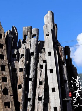清泉古艺 长方形圆形树干设计装修材料空间造景设计原木装饰原料
