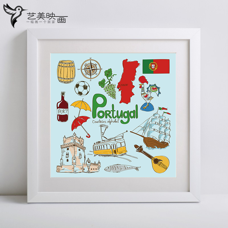 【扁平旅游】地图世界各国插画装饰酒店旅O行社著名景挂画三联