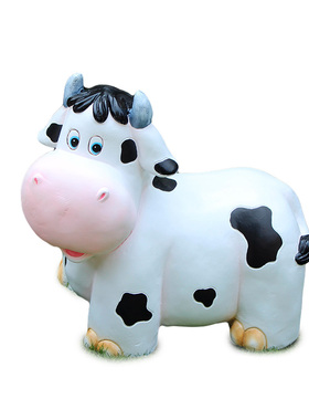 花园装饰 庭院户外幼儿园艺动物摆件树脂工艺品卡通奶牛雕塑 摆件
