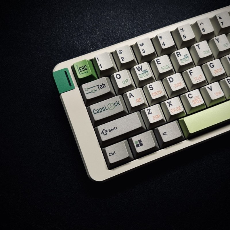 日当午CAD不重画lPBT原厂五面热升华键帽机械键盘客制化大全套复