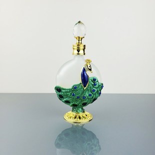 迪拜孔雀型30ml香精瓶合金玻璃精致香水瓶分装瓶色料滴管空瓶摆件