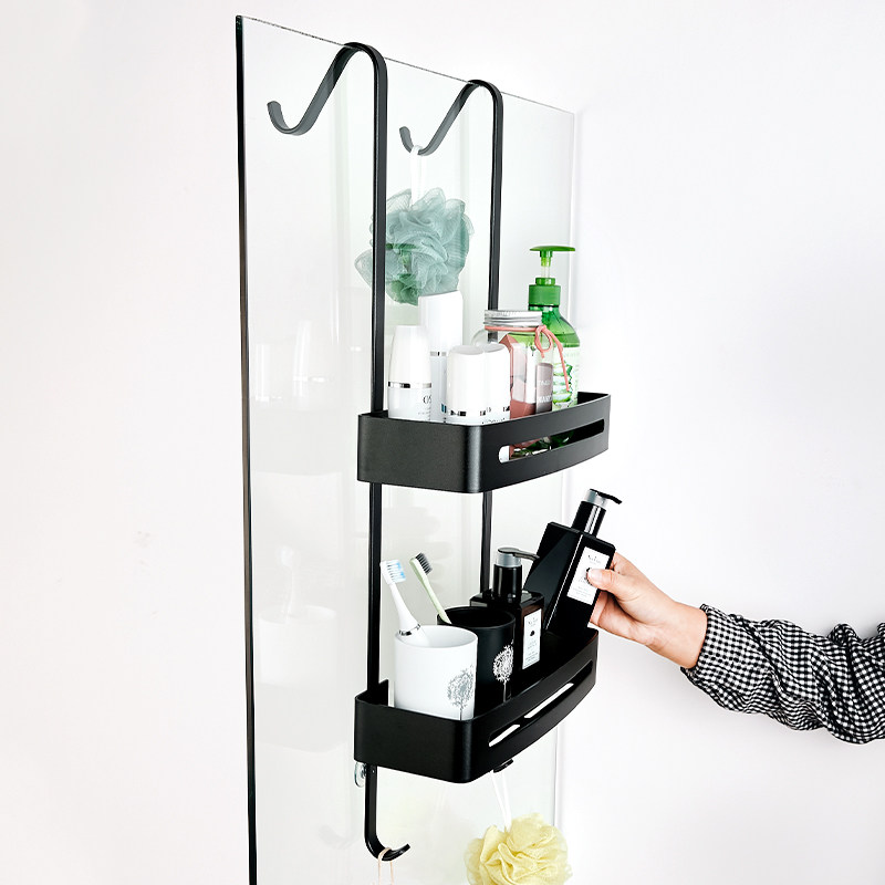 黑色淋浴房置物架浴室挂篮洗澡间免打孔厕所卫生间收纳架壁挂,家装主材,卫浴置物架,淘宝优惠券,粉丝福利购,淘宝优惠卷