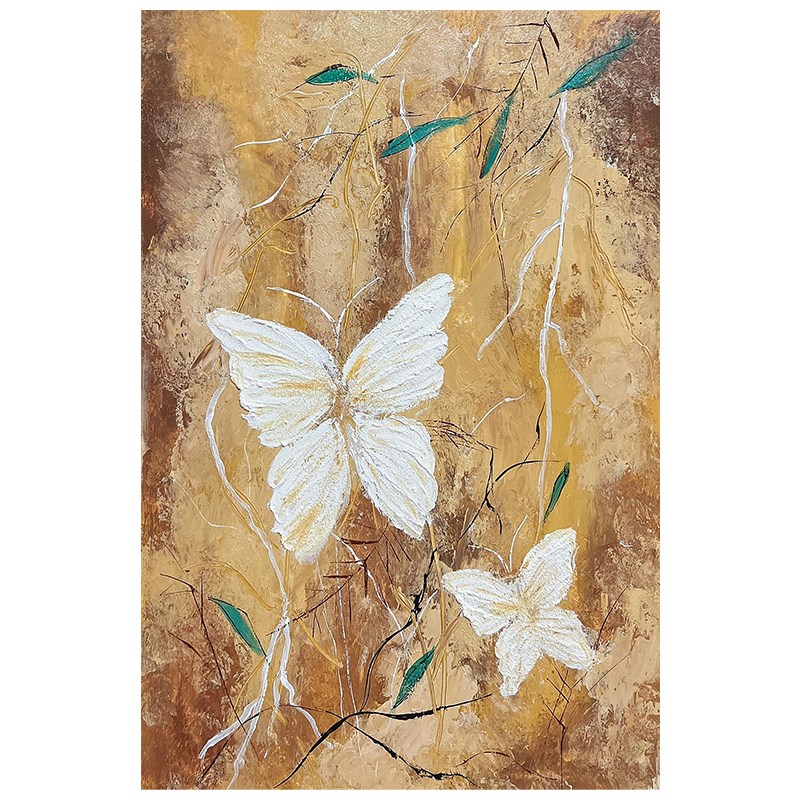 入户玄关中古f风蝴蝶手绘油画客厅抽象高级感装饰画大芬村肌理挂图片
