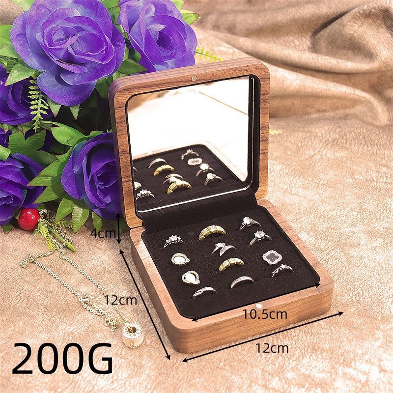 大容量胡桃木首饰盒绒布内衬珠宝首饰收纳盒戒指手表首饰盒子托盘